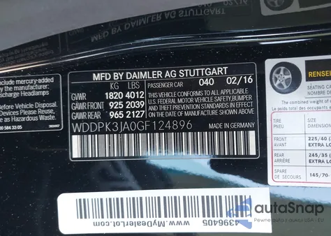 2016 Mercedes-Benz Slk 300 из США, поврежденный, VIN WDDPK3JA0GF124896